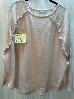 Madison Oversized Long-Sleeve Ruffle Top in Light Cream